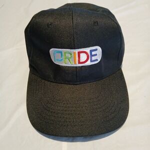 Pride Hat Black Adjustable Hook‎ And Loop Closure Rainbow Letters